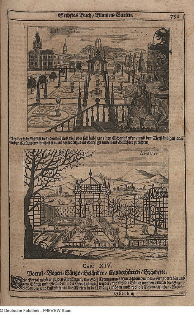 Offenes Buch mit detaillierter Stadtansicht auf den Seiten, begleitet von Bildern und Text.