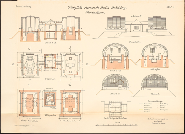 Ein detailliertes architektonisches Zeichnung eines Gebäudes mit zahlreichen Fenstern, Ansichten und Plänen für den Berliner-Bakliskberg, mit ausführlichen Skizzen und Anmerkungen auf Papier.