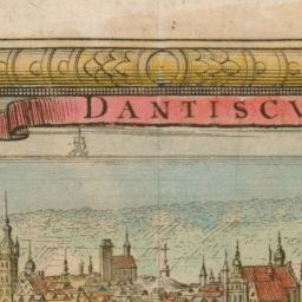 Ein abgenutztes Buch mit einer Illustration einer Stadt, die Geb├Ąude und ein Banner mit Text enth├Ąlt.