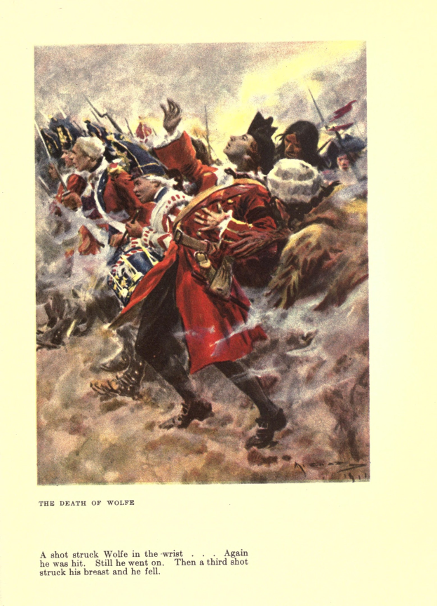 Ein Plakat mit der Aufschrift "Der Tod von Wolfe", das eine Gruppe betroffener Menschen in gedämpften Farben zeigt, einige schauen ängstlich nach oben und andere traurig nach unten.