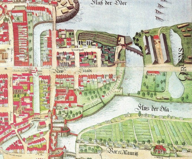 Detaillierte alte Karte von Stuttgart, Deutschland, die Straßen, Gebäude, Bäume, Gras, Wasser und Text mit Informationen zur Bevölkerung, Geschichte und Kultur zeigt.