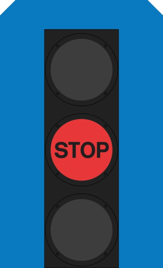 Ampel zeigt rotes Haltesignal gegen einen blauen Himmel.