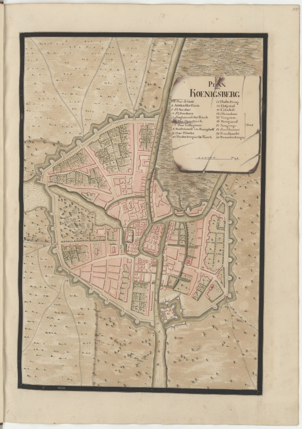Detailierte Karte von Hohensberg, Deutschland, aus einem alten Buch, das Straßen, Gebäude und Sehenswürdigkeiten zeigt, mit zusätzlichem Text über die Stadt.