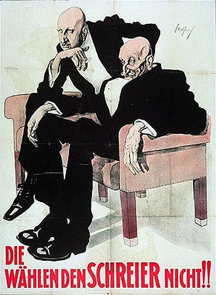 Deutsches Propagandaplakat für die Nazi-Partei mit zwei Männern auf einem Sofa.